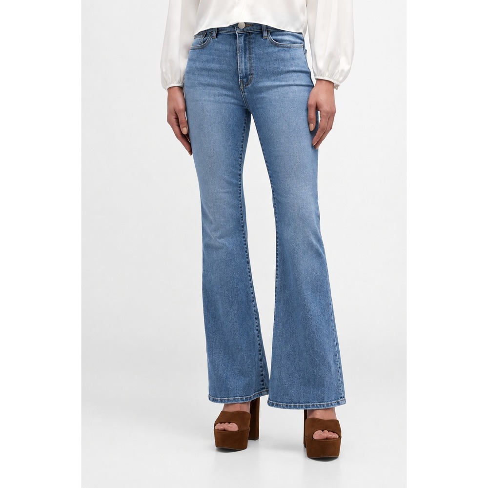 FRAME Le Easy Flare Jeans Anastasia Wash High Rise Stretch Blue Denim Womens 29